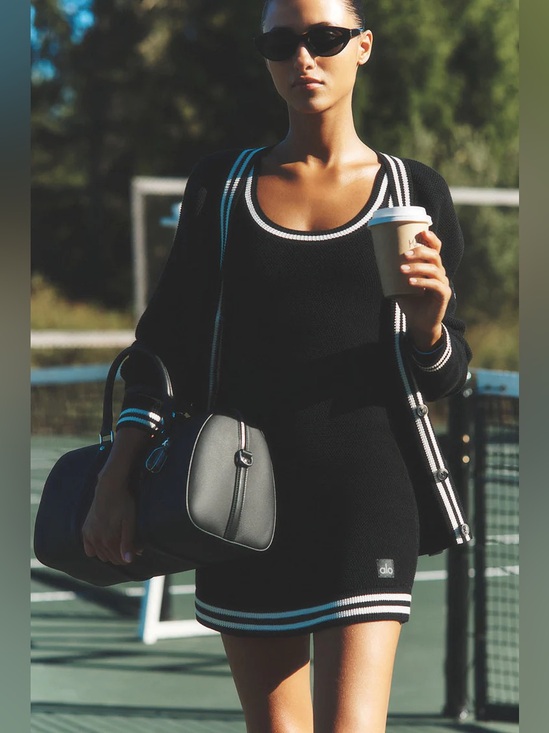 ALO Yoga Dresses & Skirts - ALO Yoga Black Knit Mini Dress with White Trim